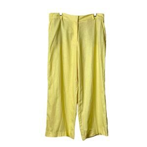 Rachel Zoe New Wide Leg Pants Linen Blend High Rise Yellow Women’s Size 12